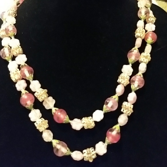 Vintage Jewelry - Vintage necklace signed Japan Cherry glass 1950s